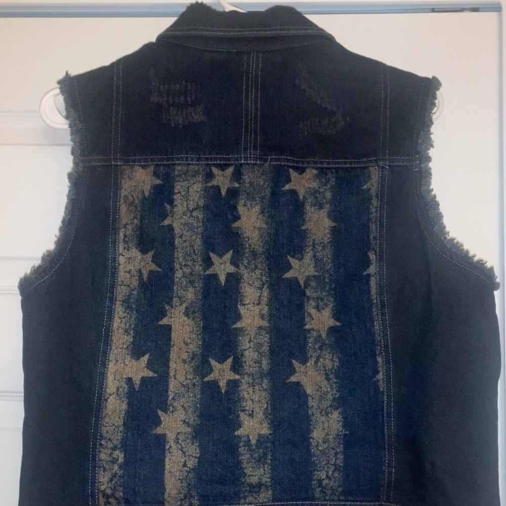 Harley Davidson American flag graphic denim vest